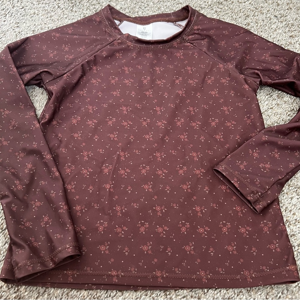 Jamie Kay Floral Rashguard Long Sleeve Top Size 8